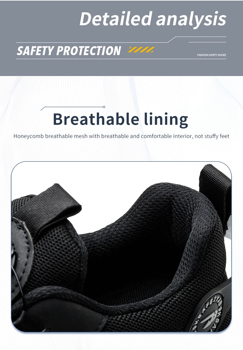 Men’s Rotating Button Safety Shoes – Anti-Smash & Anti-Puncture